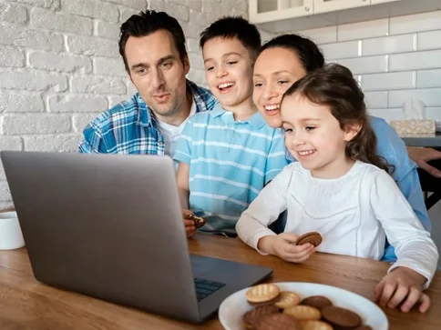 A family overjoyed after getting an instant loans without a credit check.